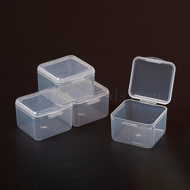 Plastic Bead Containers, Flip Top Bead Storage, Removable, 9 Compartments,  Rectangle, Clear, 11.4x11.2x2.8cm, Compartments: about 3.3x3.4x2.4cm, 9  Compartments/box