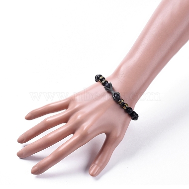 Natural Black Agate(Dyed) Beads Stretch Bracelets(BJEW-JB04801-01)-4