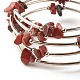 5-boucles de bracelets enroulés de perles de jaspe rouge naturel pour femme(BJEW-JB01517-04)-4