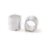 Brass Crimp Beads, Tube, Silver Color Plated, 1.5x1.5mm, Hole: 1mm(KK-R077-1.5mm-S)