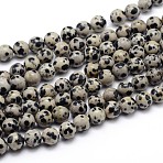 Natural Dalmatian Jasper Round Bead Strands, 10mm, Hole: 1mm, about 40pcs/strand, 15 inch(X-G-J303-19-10mm)