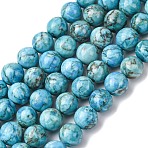 Natural Marble Beads Strands, Round, Dyed & Heated, Dark Turquoise, 10mm, Hole: 1mm, about 38pcs/strand, 15 inch(G-K211-10mm-E)