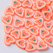Handmade Polymer Clay Nail Art Decoration Accessories, Fashion Nail Care Cabochons, Heart with Smile, Light Salmon, 9~12x9~12x2mm, about 80~100pcs/20g(X-CLAY-N006-20A)