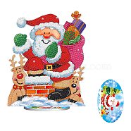 DIY Christmas Theme Display Decor Diamond Painting Kits, Including Plastic Board, Resin Rhinestones, Pen, Tray Plate and Glue Clay, Santa Claus, 280x225x80mm(XMAS-PW0001-101C)