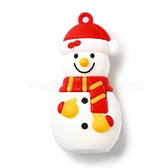 Christmas PVC Plastic Big Pendants, Snowman, White, 56x27.5x23mm, Hole: 2mm(KY-C009-23)