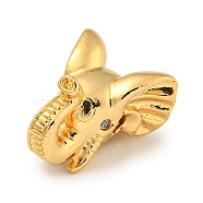 Brass Micro Pave Cubic Zirconia Beads, Elephant Head, Real 18K Gold Plated, 15x12x10mm, Hole: 1.8mm(KK-G493-02G)