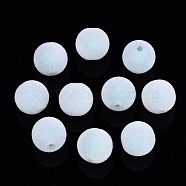 Flocky Acrylic Beads, Bead in Bead, Round, Pale Turquoise, 12x11mm, Hole: 2mm(MACR-S275-32B)