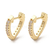 Rack Plating Brass Micro Pave Cubic Zirconia Hoop Earrings, Heart, Golden, 14x14x2mm(EJEW-A031-16G)