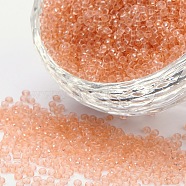 8/0 Grade A Round Glass Seed Beads, Transparent Colours, Light Salmon, 8/0, 3x2mm, Hole: 1mm, about 10000pcs/bag(SEED-Q006-3mm-F09)