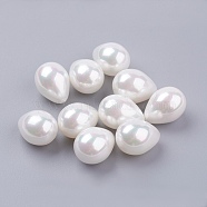 Shell Pearl Half Drilled Beads, teardrop, White, 16~16.5x12mm, Hole: 1mm(X-BSHE-G017-16x12mm-17)