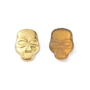 Brass Hotfix Skull Studs, Flat Back Iron On Skull Cabochons, Golden, 11x8x1.5mm, about 10000pcs/bag(KK-WH0033-85G)