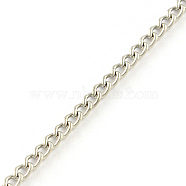 Unwelded Iron Curb Chains, with Spool, Platinum, 3.2x2.2x0.6mm, about 328.08 Feet(100m)/roll(CH-R078-08P)