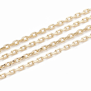 Brass Cable Chains, Diamond Cut Chains, Soldered, Faceted, with Spool, Oval, Real 18K Gold Plated, 2.3x1.4x0.3mm, about 98.42 Feet(30m)/roll(CHC-S003-04G)