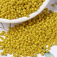 MIYUKI Round Rocailles Beads, Japanese Seed Beads, 8/0, (RR2311) Matte Opaque Canary, 3mm, Hole: 1mm, about 422~455pcs/bottle, 10g/bottle(SEED-JP0009-RR2311)