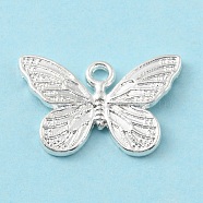 Alloy Pendants, Butterfly, Silver, 10.5x16x1.5mm, Hole: 1.4mm(PALLOY-M211-01S)