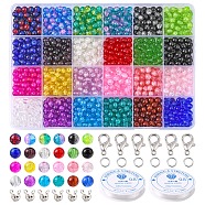 DIY Bling Beaded Bracelet Necklace Making Kits, Including Glass Round Beads, Elastic Threads, Mixed Color, 480Pcs/bag(DIY-FS0003-17)