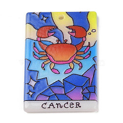 Acrylic Pendants, Constellation Tarot, Cancer, 38.5x25.5x2mm, Hole: 2mm(MACR-U002-01A-11)