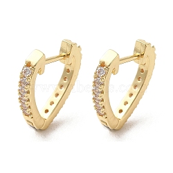 Rack Plating Brass Micro Pave Cubic Zirconia Hoop Earrings, Heart, Golden, 14x14x2mm(EJEW-A031-16G)