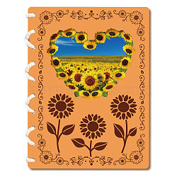Wooden Commemorative Cards Book, Rectangle, Sunflower, 180~200x130~150x3mm(WOOD-WH0045-01)