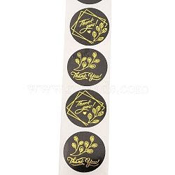 Self-Adhesive Paper Gift Tag Stickers, for Party, Decorative Presents, Flat Round with Word Thank You, Leaf, 25mm, 500pcs/roll(DIY-A049-02B)