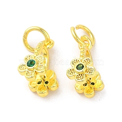 Rack Plating Brass Pave Cubic Zirconia Flower Shape Ice Pick Pinch Bails, with Jump Rings, Long-Lasting Plated, Golden, 14x6.5mm(KK-D100-02G)