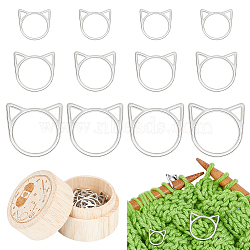 60Pcs 3 Styles Alloy Pendants, Hollow, Cat Head Charm, 1Pc Wooden Stitch Marker Storage Boxes, Platinum, 12~20.5x12.5~21x1.5mm, 20pcs/style(FIND-GA0003-33P)