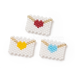 3Pcs 3 Colors Handmade Japanese Seed Beads, Loom Pattern, Envelope, Mixed Color, 14x18x2mm, 1pc/color(PALLOY-MZ00041)