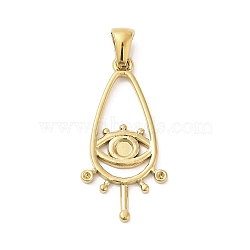 304 Stainless Steel Pendant Cabochon Settings, Rhinestone Settings, Teardrop with Eye, Golden, Tray: 3mm,Fit for 1mm Rhinestone, 31x15x1.5mm, Hole: 6x3.5mm(STAS-D015-01G)