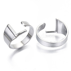 Alloy Cuff Finger Rings, Cadmium Free & Nickel Free & Lead Free, Alphabet, Platinum, Letter.L, US Size 8(18.1mm)(RJEW-S038-195L-P-NR)