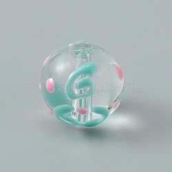 Handmade Lampwork Beads, Round, Number Pattern, 12x11mm, Hole: 1.6mm(LAMP-CJC0007-10F)