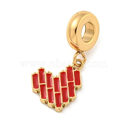 304 Stainless Steel Enamel European Dangle Charms, Large Hole Pendants, Heart Charm, Golden, Red, 23.5mm, Hole: 4.5mm(STAS-U005-24B-G)