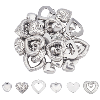 Unicraftale 36Pcs 6 Styles 304 Stainless Steel Stamping Blank Tag Charms, Stainless Steel Color, 6pcs/style