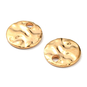 304 Stainless Steel Charms, Textured, Flat Round Charm, Golden, 8x1mm, Hole: 1.4mm