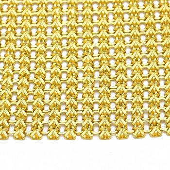 Aluminum Beaded Trim Mesh Ribbon Roll, for DIY Jewelry Craft Making, Light Gold, 19-1/4~19-3/4 inch(490~500mm)