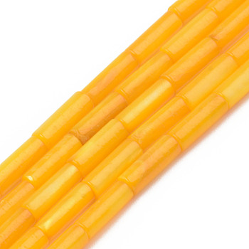 Natural Freshwater Shell Beads Strand, Dyed, Column, Orange, 9x3mm, Hole: 0.8mm, about 38pcs/strand, 16.93 inch(43cm)