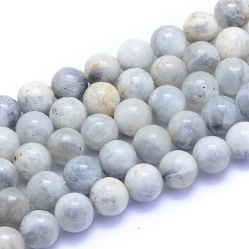 Natural Grey Moonstone Beads Strands, Round, 10mm, Hole: 0.8mm, about 39pcs/strand, 15.35 inch(39cm)