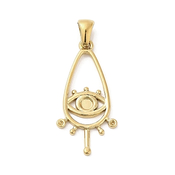 304 Stainless Steel Pendant Cabochon Settings, Rhinestone Settings, Teardrop with Eye, Golden, Tray: 3mm,Fit for 1mm Rhinestone, 31x15x1.5mm, Hole: 6x3.5mm