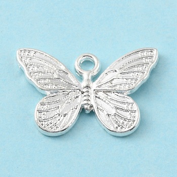Alloy Pendants, Butterfly, Silver, 10.5x16x1.5mm, Hole: 1.4mm