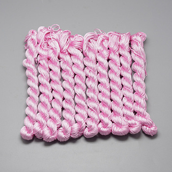Braided Polyester Cords, Pearl Pink, 1mm, about 28.43 yards(26m)/bundle, 10 bundles/bag