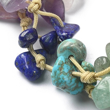 bracelet de perles tressées avec des éclats de pierres précieuses mélangées naturelles et synthétiques(BJEW-TA00415)-3