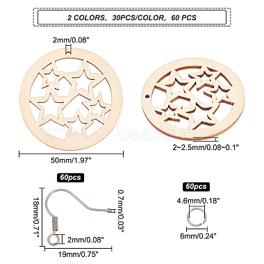 Superfindings – kits de fabrication de boucles d'oreilles pendantes en bois(DIY-FH0002-82)-4
