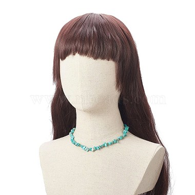 Dyed Synthetic Turquoise Chip Beaded Necklaces with 304 Stainless Steel Lobster Claw Clasp & Chain Extender(NJEW-JN04225-05)-5