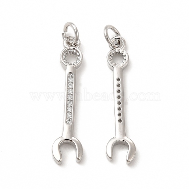 Real Platinum Plated Clear Tool Brass+Cubic Zirconia Pendants