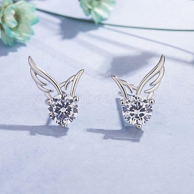 Clear Wing Brass Stud Earrings