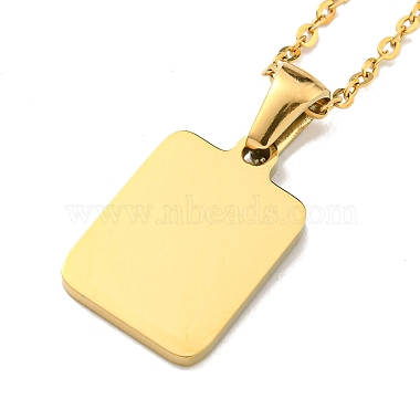 Ion Plating(IP) Rectangle with Initial Letter 304 Stainless Steel Pendant Necklace(NJEW-R265-04G-L)-2