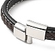 Cowhide Braided Flat Cord Bracelet with 304 Stainless Steel Magnetic Clasps(BJEW-H552-01P-03)-3