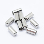 Tarnish Resistant 304 Stainless Steel Cord End Caps, Column, Stainless Steel Color, 8x3.5mm, Inner Diameter: 3mm(STAS-K152-03C)