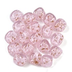 Handmade Gold Sand Lampwork Beads, Cloumn, Pearl Pink, 12x11mm, Hole: 1.6~1.8mm(LAMP-H069-01A)