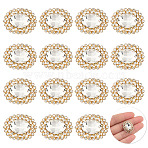 15Pcs 1-Hole Zinc Alloy Shank Buttons, with Rhinestone, Oval, Crystal, 23.5x18.5x10mm, Hole: 2mm(BUTT-MA0001-13A)