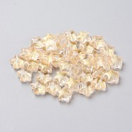 Electroplate Glass Beads, Star, Champagne Yellow, 8.5x8.5x4mm, Hole: 1mm(EGLA-E059-G09)